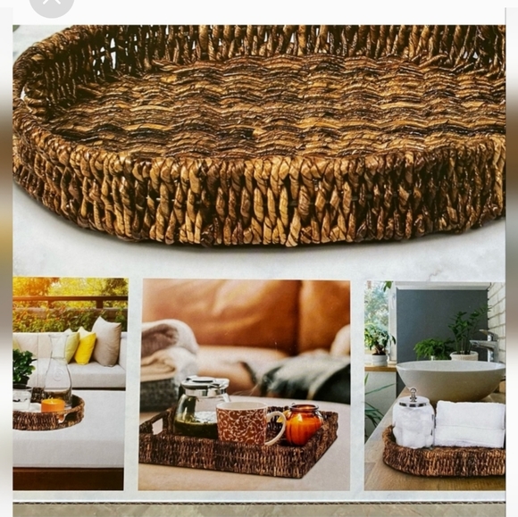 Birdrock Home Handwoven Serving Tray (2-piece set) New - Picture 2 of 6